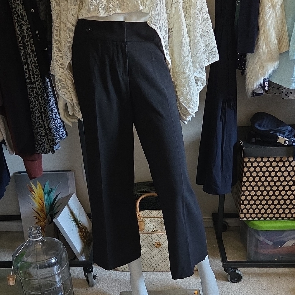 Jacob Black Cropped Straight Wide Hem Ankle Pants
